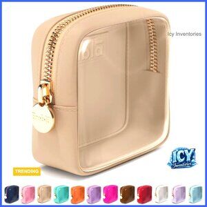 Small Waterproof Nylon Cosmetic Bag with Smooth Zipper, Clear Travel Pouch